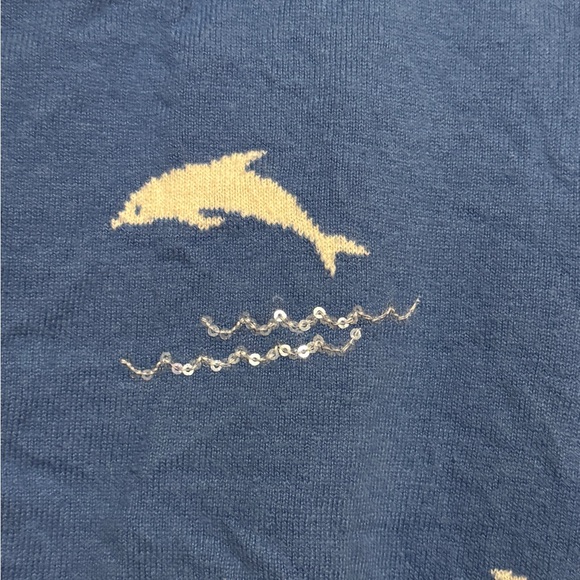 Women's Talbots Blue Sweater with Dolphin Pattern Sz 3Xp. - Picture 4 of 5